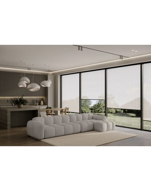 Fixiertes M-Ecksofa, gerades Wolkenhellgrau - 315x160x76 cm