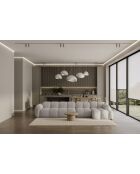 Fixiertes M-Ecksofa, gerades Wolkenhellgrau - 315x160x76 cm