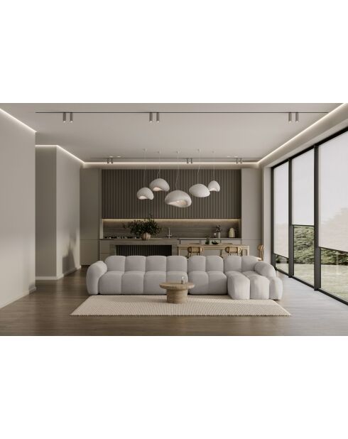 Fixiertes M-Ecksofa, gerades Wolkenhellgrau - 315x160x76 cm