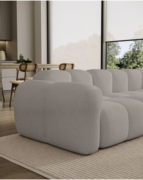 Fixiertes M-Ecksofa, gerades Wolkenhellgrau - 315x160x76 cm