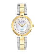RONDA 762 Quarzuhr für Damen, hergestellt in der Schweiz, aus zweifarbigem Silber-/Goldstahl