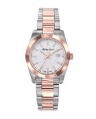 Montre Femme Quartz Swiss Made RONDA 585 H3 en Acier Bicolor argenté/doré rose