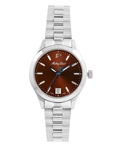 Montre Femme Quartz Swiss Made RONDA 505h6 en Acier argentée