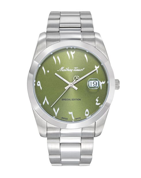 Reloj de cuarzo para hombre RONDA 505 H3 fabricado en Suiza en acero plateado