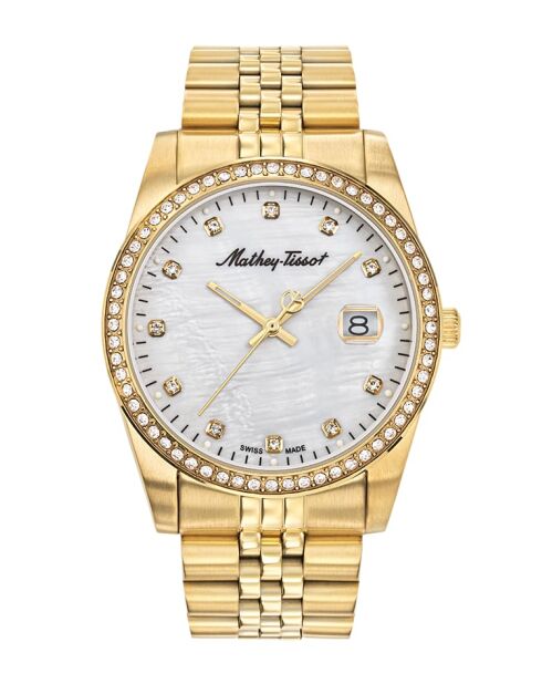 Montre Femme Quartz Swiss Made RONDA 515 H3 en Acier dorée