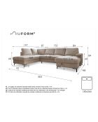 U-hoekbank omvormbaar linkerhoek Lofty Lilly Grey - 303x197x84 cm