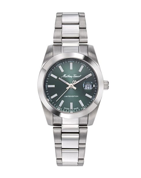 Ronda 585 H3 Quarzuhr, hergestellt in der Schweiz, für Damen aus silberfarbenem Stahl