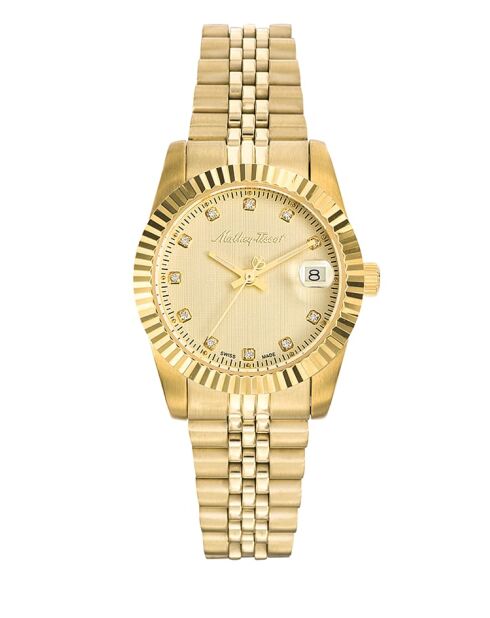 Montre Femme Quartz Swiss Made RONDA 585 H3 en Acier dorée