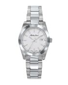 Reloj de cuarzo de acero plateado RONDA 585 H3 fabricado en Suiza para mujer