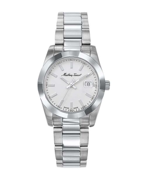 Reloj de cuarzo de acero plateado RONDA 585 H3 fabricado en Suiza para mujer