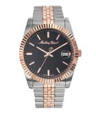 RONDA 515 H3 Quarzuhr für Herren, hergestellt in der Schweiz, aus zweifarbigem Silber-/Roségoldstahl