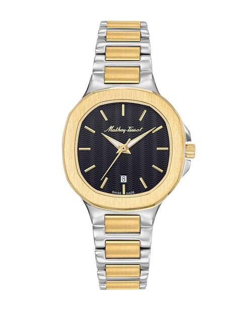 Quartz Swiss Made RONDA 585 h6 dameshorloge in tweekleurig zilver/goud staal