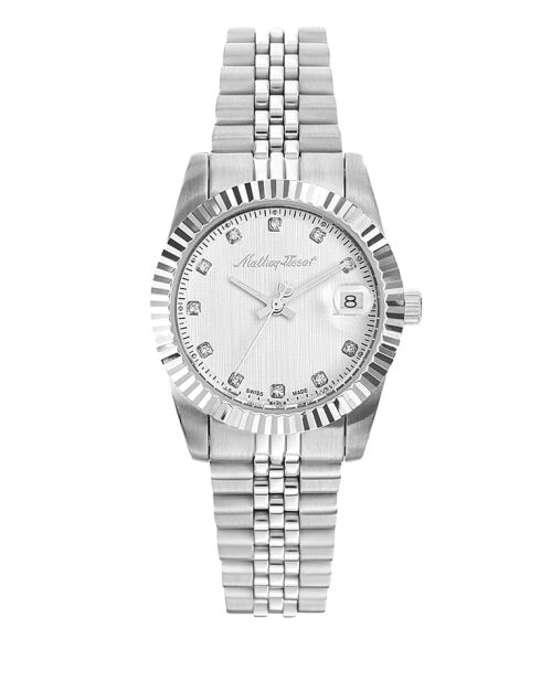 Reloj de cuarzo de acero plateado RONDA 585 H3 fabricado en Suiza para mujer