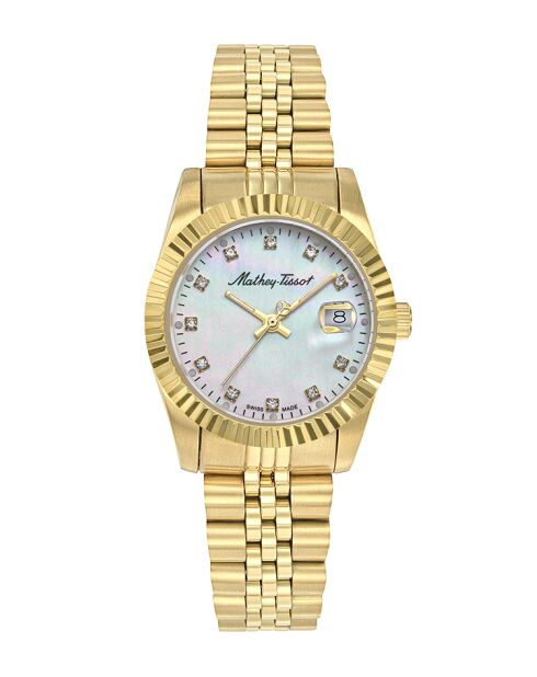 Montre Femme Quartz Swiss Made RONDA 585 H3 en Acier dorée
