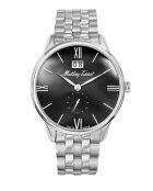 RONDA 6004B Quarzuhr für Herren, hergestellt in der Schweiz, aus silbernem Stahl