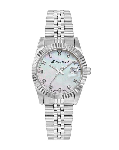 Montre Femme Quartz Swiss Made RONDA 585 H3 en Acier argentée