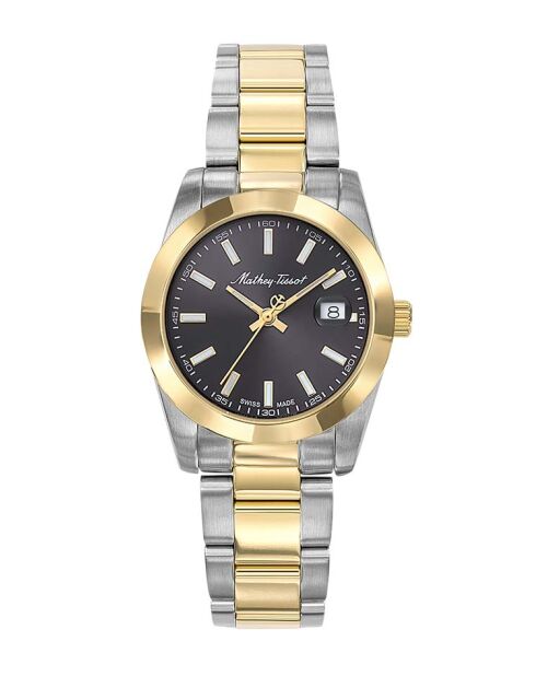 Reloj de cuarzo para mujer RONDA 585 H3 fabricado en Suiza en acero bicolor plateado/dorado