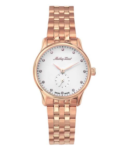 Montre Femme Quartz Swiss Made RONDA 1064 en Acier dorée rose