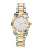 Ronda 585 H3 Quarzuhr für Damen, hergestellt in der Schweiz, zweifarbiger Silber-/Goldstahl