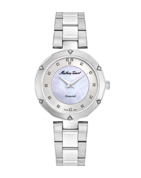 Montre Femme Quartz Swiss Made RONDA 762 en Acier argentée