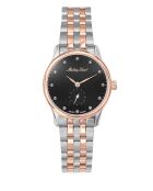 RONDA 1064 Quarzuhr für Damen, hergestellt in der Schweiz, aus zweifarbigem Silber-/Rotgoldstahl