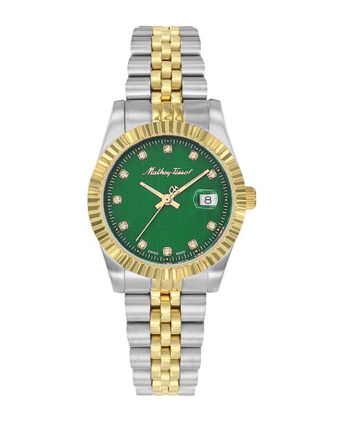 Reloj de cuarzo para mujer RONDA 585 H3 fabricado en Suiza en acero bicolor plateado/dorado