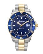 Reloj Swiss Made Automatic STP 1-11 para hombre en acero bicolor plateado/dorado