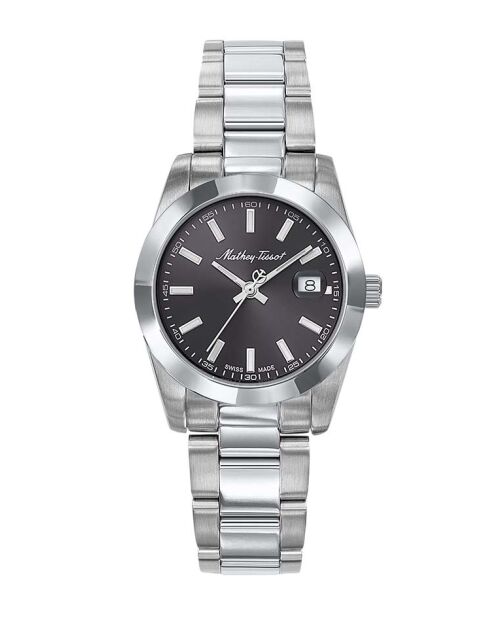 Ronda 585 H3 Quarzuhr, hergestellt in der Schweiz, für Damen aus silberfarbenem Stahl