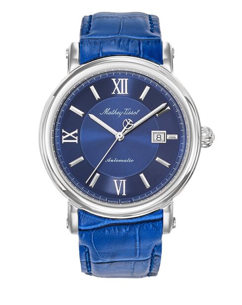 Swiss Made Automatic STP 1-11 Herrenuhr aus blauem Leder