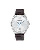 Montre Femme Quartz Swiss Made RONDA 505h6 en Cuir Marron