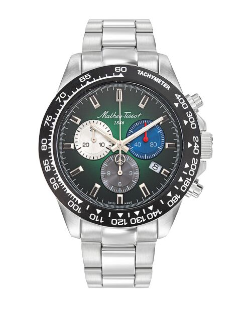 RONDA 5030D Quarzuhr für Herren, hergestellt in der Schweiz, aus silbernem Stahl