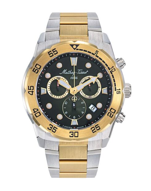 Orologio da uomo al quarzo RONDA 5030D Swiss Made in acciaio bicolore giallo/argento