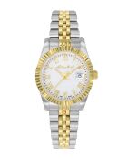 Quartz Swiss Made RONDA 585 H3 dameshorloge in tweekleurig zilver/goud staal
