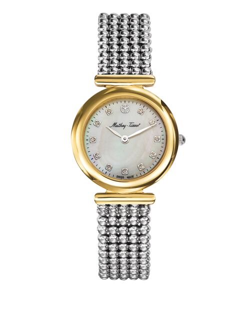 Montre Femme Quartz Swiss Made RONDA 1062 en Acier argentée