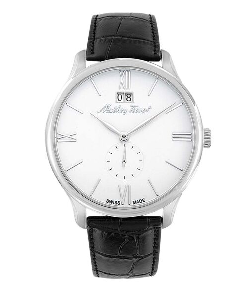 RONDA 6004B Orologio svizzero da uomo al quarzo in pelle nera