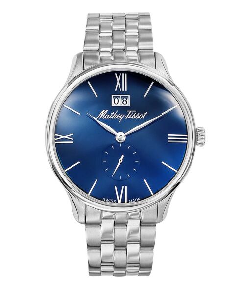 RONDA 6004B Quarzuhr für Herren, hergestellt in der Schweiz, aus silbernem Stahl