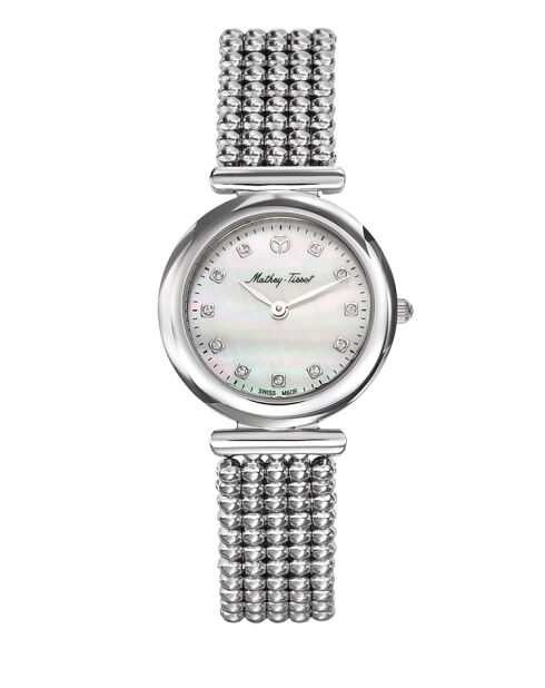 Montre Femme Quartz Swiss Made RONDA 1062 en Acier argentée