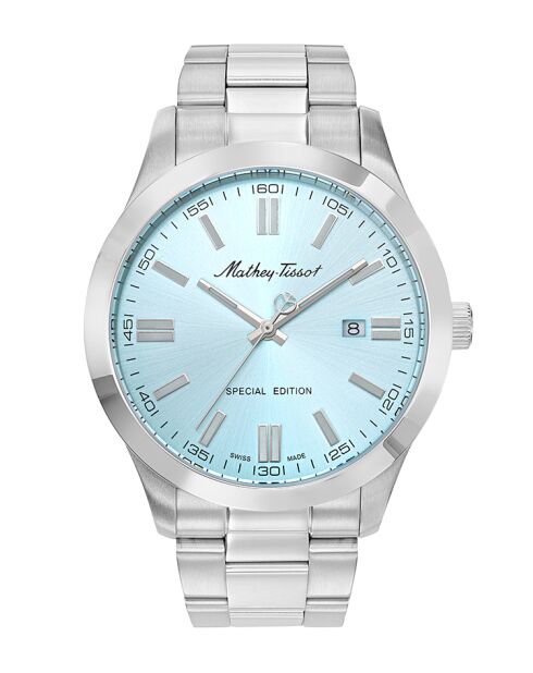 Montre Homme Quartz Swiss Made RONDA 515 H3 en Acier argentée