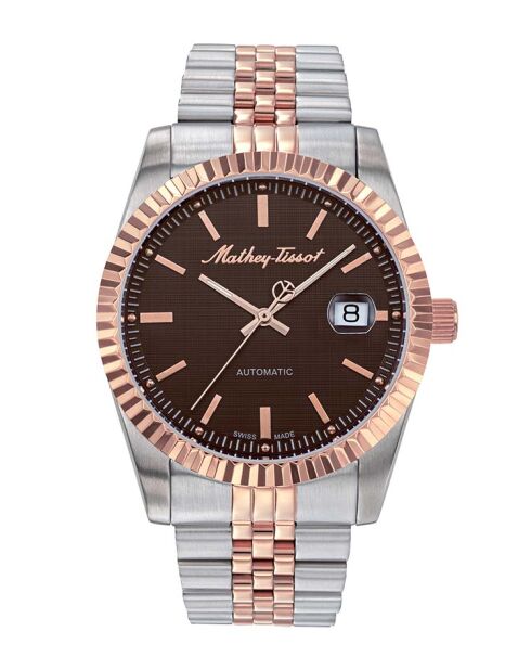 Swiss Made Automatic STP 1-11 Herrenuhr aus zweifarbigem Silber-/Roségoldstahl