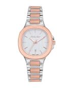 Quartz Swiss Made RONDA 585 h6 dameshorloge in tweekleurig zilver/roségoud staal