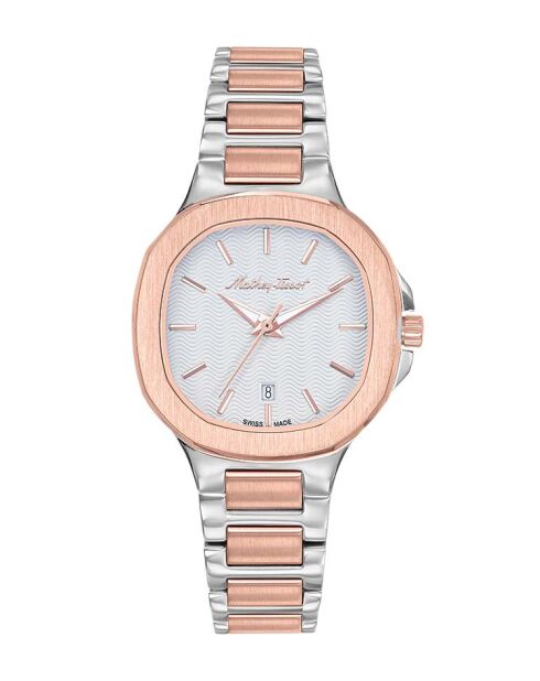 Quartz Swiss Made RONDA 585 h6 dameshorloge in tweekleurig zilver/roségoud staal