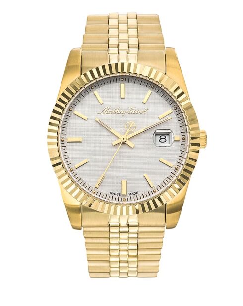 RONDA 515 H3 Quarzuhr für Herren, hergestellt in der Schweiz, aus goldfarbenem Stahl