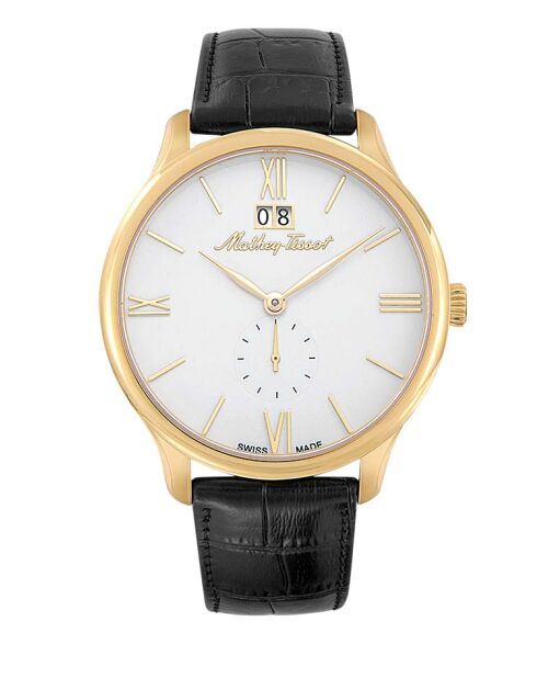 RONDA 6004B Orologio svizzero da uomo al quarzo in pelle nera