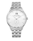 RONDA 6004B Quarzuhr für Herren, hergestellt in der Schweiz, aus silbernem Stahl