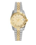 Quartz Swiss Made RONDA 585 H3 dameshorloge in tweekleurig zilver/goud staal