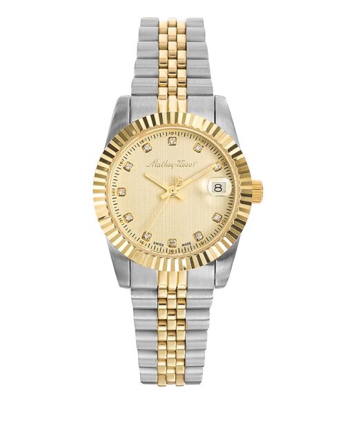 Montre Femme Quartz Swiss Made RONDA 585 H3 en Acier Bicolor argenté/doré