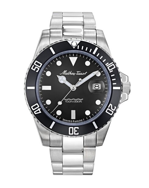 Ronda 505h3 Quarzuhr für Herren, hergestellt in der Schweiz, aus silbernem Stahl