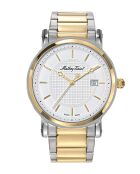 RONDA 505 h3 Quarzuhr für Herren, hergestellt in der Schweiz, aus zweifarbigem Stahl in Silber/Gold