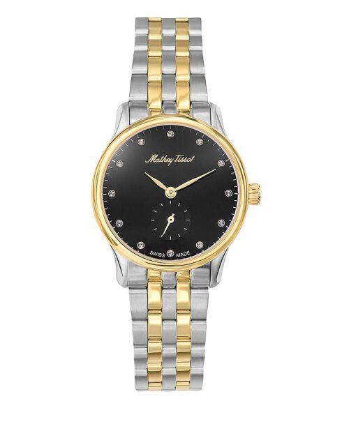 RONDA 1064 Quarzuhr für Damen, hergestellt in der Schweiz, aus zweifarbigem Silber-/Goldstahl