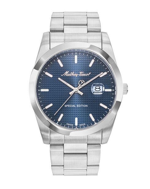 RONDA 505 H3 Quartz herenhorloge van Zwitserse makelij in zilverstaal